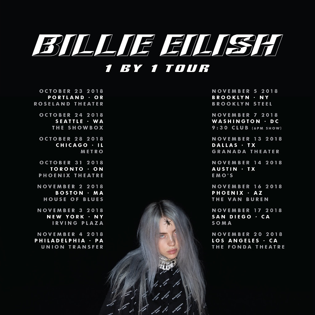 Billie Eilish Announces 2018 '1 By 1' North American Tour